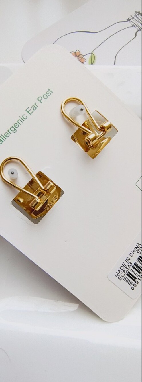 NWT J. Crew Angular Scoop Pave Earrings - Gold - Picture 8 of 9